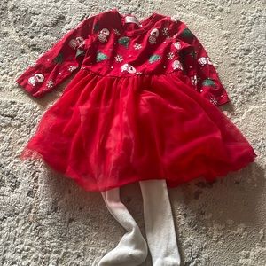 Toddler Christmas dress with tights 18 months